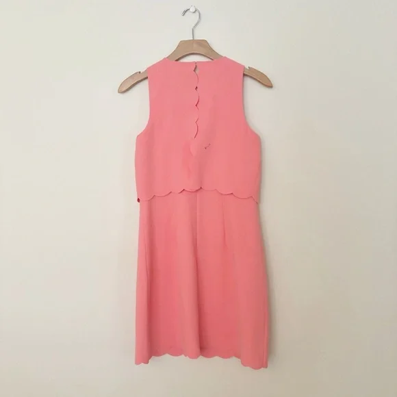 LOFT Womens Split Hem Scallop‎ Dress Pink Tiered Mini Size 0 - Picture 3 of 7